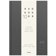 Burde 10-årsdagbok mörkgrå linne