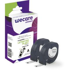 Wecare Märkband 12 mm 4 Meter plast vit/svart 2-pack