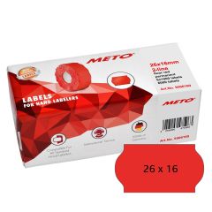Meto Prismärkningsetikett 26 x 16 mm röd permanent 6 rullar/fp