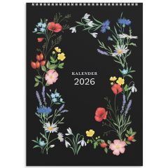 Burde Illustrerad blomster 2026 vägg