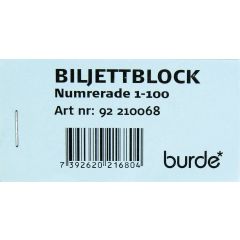 Burde Biljettblock NR 1-100 Blå