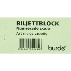 Burde Biljettblock NR 1-100 Grön