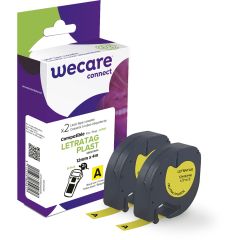 Wecare Märkband plast svart/gul 12 mm 4 Meter 2-pack