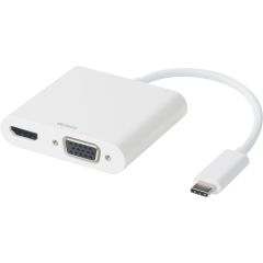 Deltaco USB-C-HDMI/VGA/Ljud/USB-C 100W Vit