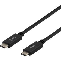Deltaco Kabel USB-C - USB-C 3.1 G2 1 Meter Svart