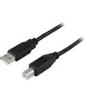 Deltaco USB-2 kabel A-B svart 5,0 Meter