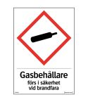 Systemtext Självhäftande dekal Gasbehållare förs i säkerhet A6 105x148 mm