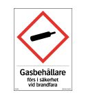 Systemtext Självhäftande dekal Gasbehållare förs i säkerhet A5 210x148 mm