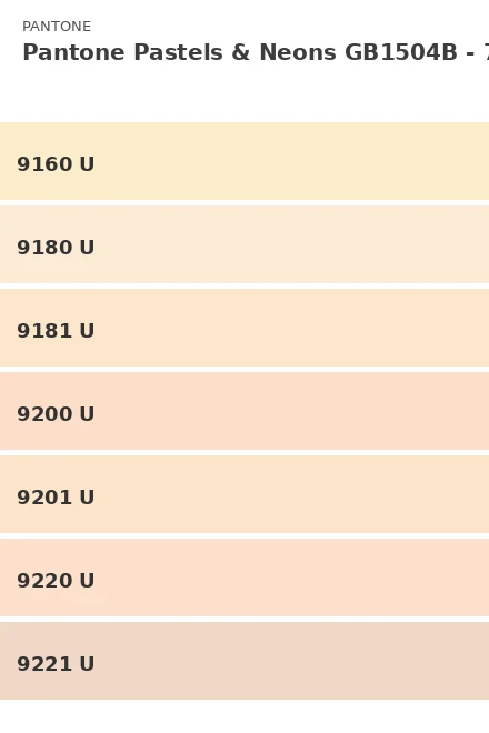 Ersättningsblad Pantone Pastels & Neons GB1504B - Sida 7 (9160 U, 9180 U, 9181 U, 9200 U, 9201 U, 9220 U, 9221 U)