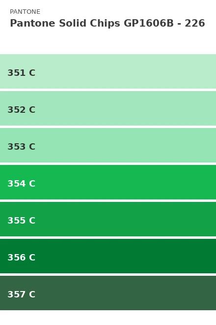 Ersättningsblad Pantone Solid Chips GP1606B - Sida 226 (351 C, 352 C, 353 C, 354 C, 355 C, 356 C, 357 C)