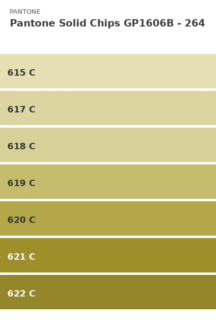 Ersättningsblad Pantone Solid Chips GP1606B - Sida 264 (615 C, 617 C, 618 C, 619 C, 620 C, 621 C, 622 C)