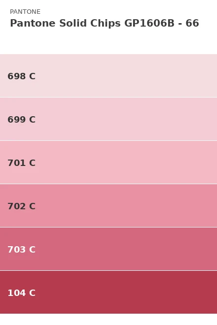 Ersättningsblad Pantone Solid Chips GP1606B - Sida 66 (698 C, 699 C, 701 C, 702 C, 703 C, 104 C)