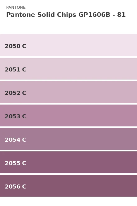 Ersättningsblad Pantone Solid Chips GP1606B - Sida 81 (2050 C, 2051 C, 2052 C, 2053 C, 2054 C, 2055 C, 2056 C)