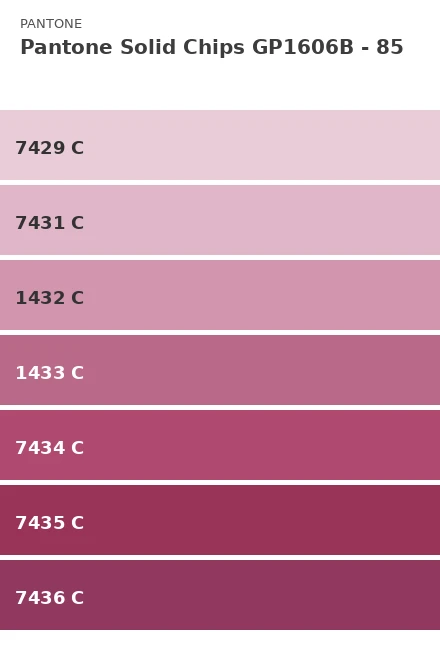 Ersättningsblad Pantone Solid Chips GP1606B - Sida 85 (7429 C, 7431 C, 1432 C, 1433 C, 7434 C, 7435 C, 7436 C)