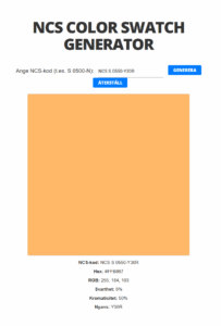 Färgsäkerts NCS Generator med vald nyans.